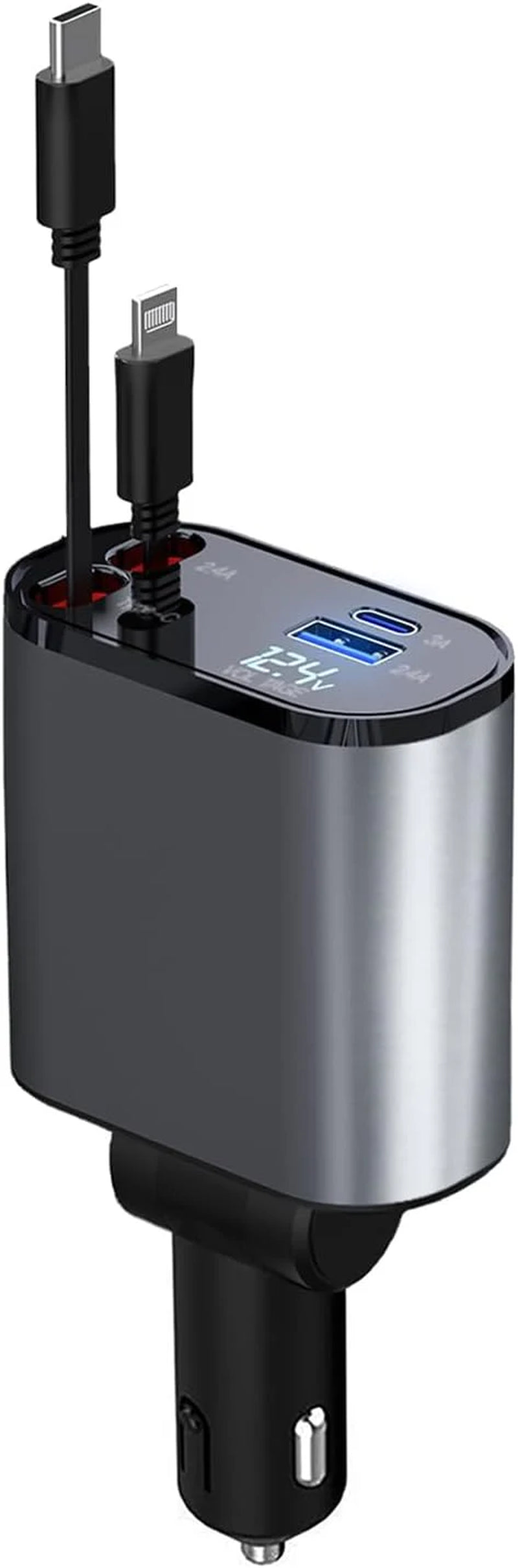 Ultimate 4-in-1 Retractable Fast Car Charger - 66W, Compatible with iPhone 15/14/13/12/11, Galaxy, Pixel