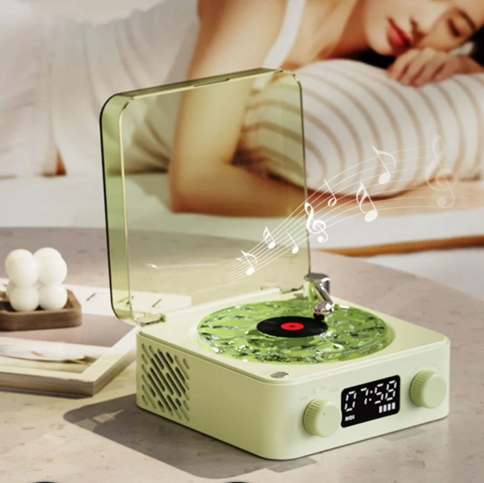 Vintage Mini Bluetooth Speaker with RGB Light - Portable White Noise Sleep Aid & Subwoofer with TF Card Support