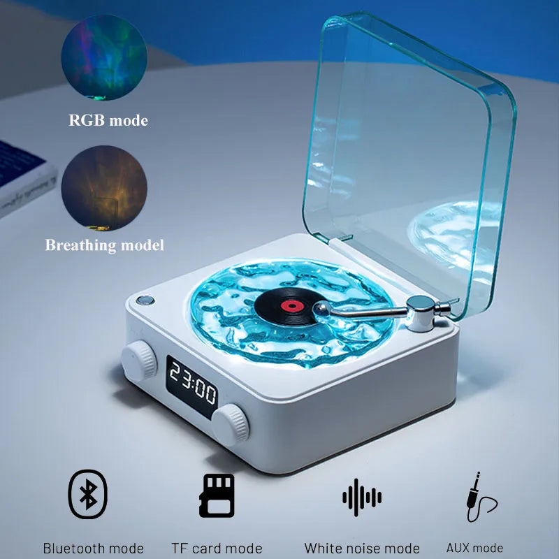 Vintage Mini Bluetooth Speaker with RGB Light - Portable White Noise Sleep Aid & Subwoofer with TF Card Support